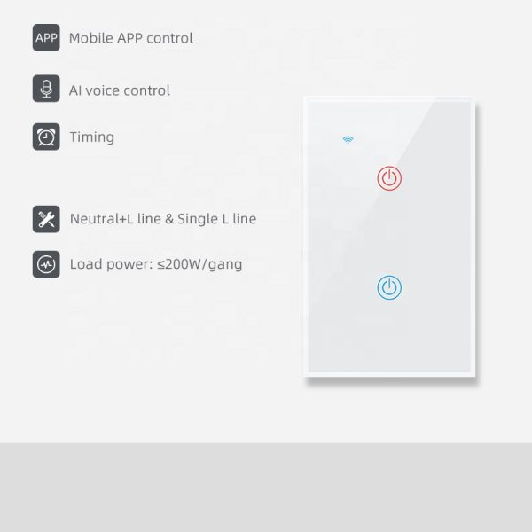 Smart Light Switch 2gang Wifi N Lline Amp L Line Us Alexa Smart Light Switch