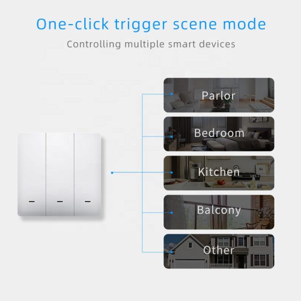 Wireless Scene Switch 3gang Zigbee Battery Switch Smart Light Switch Google Home