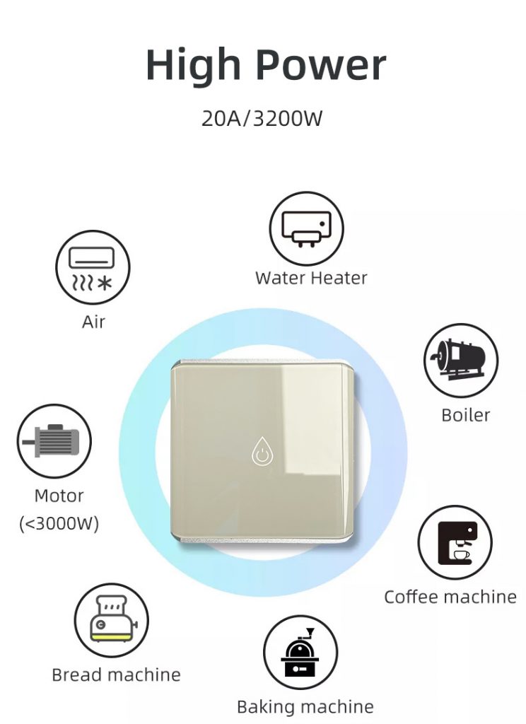 20A/3200W Smart Switch 1gang Wi-Fi N+Lline EU/UK 220v smart switch ...
